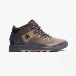 Trzewiki Timberland Sprint Trekker Mid z membraną TimberDry. Zielone buty zimowe męskie Timberland, bez wzorów, bez obcasa, bez zapięcia. Za 607.85 zł.