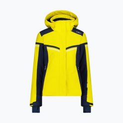 Kurtka narciarska damska CMP 35W0196 Zip Hood. Żółte kurtki sportowe damskie CMP, na zimę, bez wzorów, bez ramiączek, bez kaptura, narciarskie. Za 769.99 zł.