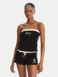 Juicy Couture Top Applique Terry JCWSC126314 Czarny Slim Fit. Czarne topy damskie Juicy Couture, xl, bez wzorów, z bawełny, bez kołnierzyka, bez ramiączek. Za 199.99 zł.