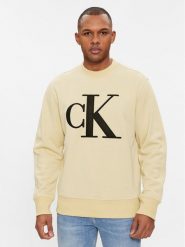 Calvin Klein Jeans Bluza Monologo J30J325028 Beżowy Regular Fit. Brązowe bluzy męskie Calvin Klein Jeans, l, bez wzorów, z jeansu, bez ramiączek, bez kaptura. W wyprzedaży za 309.99 zł.