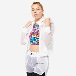 Bluza na zamek damska Domyos fitness. Bluzy damskie DOMYOS, l, bez wzorów, z dresówki, eleganckie, bez ramiączek, bez kaptura. W wyprzedaży za 89.99 zł.