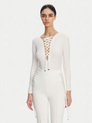 Elisabetta Franchi Body BO-019-51E2-V350 Biały Slim Fit. Białe body Elisabetta Franchi, bez wzorów, z wiskozy. Za 789.99 zł.