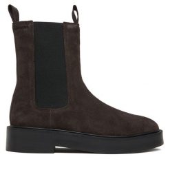 Sztyblety Calvin Klein. Brązowe botki damskie Calvin Klein, bez wzorów, bez obcasa, na płaskiej podeszwie, bez zapięcia. Za 759.99 zł.