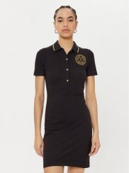 Versace Jeans Couture Sukienka codzienna 78HAOT01 Czarny Regular Fit. Czarne sukienki damskie Versace Jeans Couture, na co dzień, m, bez wzorów, z bawełny, bez kołnierzyka, bez ramiączek, proste. Za 439.99 zł.