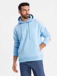 Bluza dresowa unisex z kapturem i kieszeniami błękitna V8 OU-SNBC-0105 XS/S. Niebieskie bluzy damskie Ombre, s, bez wzorów, z dresówki, bez ramiączek, z kapturem. Za 332.81 zł.