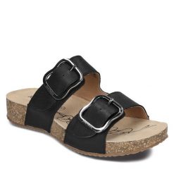 Klapki Josef Seibel. Czarne klapki damskie Josef Seibel, bez wzorów, bez obcasa, bez zapięcia. Za 249.99 zł.