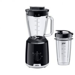 Mikser stojący Braun JB1051BK Household PowerBlend 1 ze szklaną nasadką blendera 1,5 l z kubkiem na wynos, gadżety kuchenne do kruszenia, przecierania. Blendery BRAUN. Za 256.99 zł.