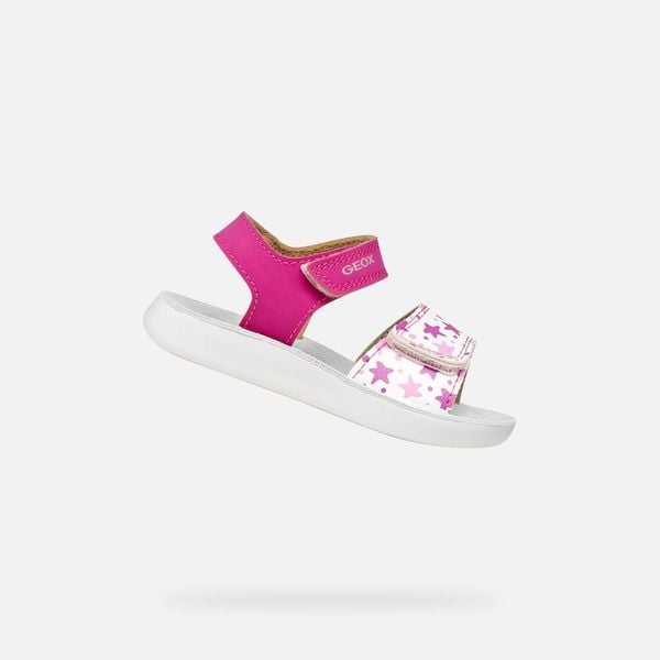 Sandały GEOX B SANDAL LIGHTFLOPPY B Rose. Białe sandały damskie Geox, bez wzorów, z syntetyku, bez obcasa, bez zapięcia. Za 132.99 zł.