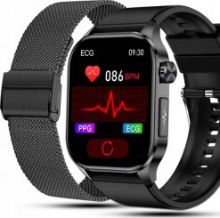 SMARTWATCH MĘSKI Zegarek EKG FUNKCJA POMIARU CUKRU AMOLED CIŚNIENIE ROZMOWY. Zegarki męskie JG Smart, bez wzorów. Za 279.99 zł.