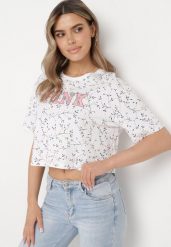 Biały Bawełniany T-shirt Oversize w Kwiatowy Print o Krótkim Fasonie Daelinn. Białe t-shirty damskie Born2be, l, bez wzorów, z bawełny, bez kołnierzyka, bez ramiączek. Za 29.99 zł.