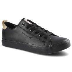 Trampki damskie Cross Jeans, sznurowany fason cholewka ze skóry ekologicznej niska cholewka przed kostkę gumowy nosek ochronny płaska elastyczna pode. Czarne trampki i tenisówki damskie Cross Jeans, bez wzorów, z gumy, przed kostkę, bez zapięcia. Za 99.00 zł.