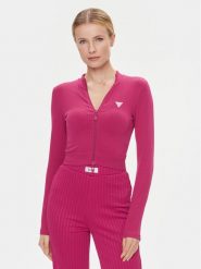 Guess Bluza V4RP01 Z3CC0 Różowy Slim Fit. Czerwone bluzy damskie Guess, l, z aplikacjami, z syntetyku, bez ramiączek, bez kaptura. Za 169.99 zł.