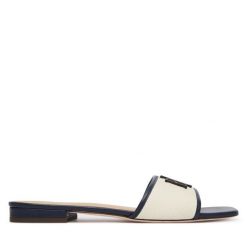 Klapki LAUREN RALPH LAUREN. Białe klapki damskie Lauren Ralph Lauren, bez wzorów, bez obcasa, bez zapięcia. Za 579.99 zł.