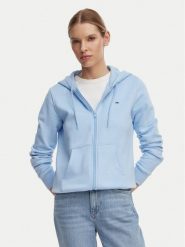 Tommy Jeans Bluza Flag DW0DW19729 Niebieski jasny Regular Fit. Niebieskie bluzy damskie Tommy Jeans, xs, bez wzorów, z bawełny, bez ramiączek, bez kaptura. Za 369.99 zł.