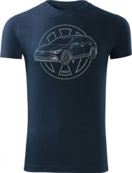 Topslang Koszulka z samochodem VW Golf męska granatowa SLIM XXL. Swetry męskie Topslang, m, bez wzorów, bez kołnierzyka, bez ramiączek. Za 99.90 zł.