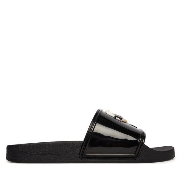 Klapki KARL LAGERFELD. Czarne klapki damskie KARL LAGERFELD, bez wzorów, bez obcasa, bez zapięcia. Za 205.99 zł.