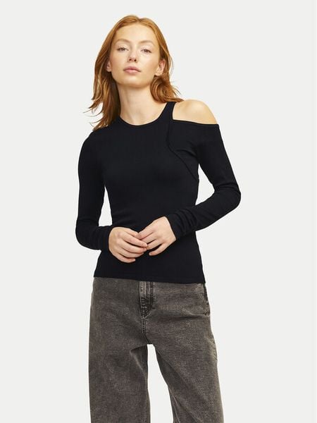 JJXX Bluzka Milani 12261586 Czarny Slim Fit. Czarne bluzki damskie JJXX, xs, bez wzorów, z wiskozy, bez kołnierzyka, bez ramiączek. Za 89.99 zł.