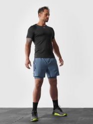 4F Spodenki treningowe szybkoschnące męskie 4F x Robert Lewandowski XL. Niebieskie szorty męskie 4F, bez wzorów, z materiału. W wyprzedaży za 139.99 zł.