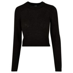 Sweter Damski Gofrowany Krótki. Czarne swetry nierozpinane damskie Urban Classics, xl, bez wzorów, bez kołnierzyka, bez ramiączek. Za 137.99 zł.