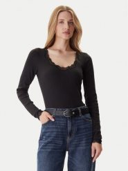 Tommy Hilfiger Bluzka UW0UW06071 Czarny Slim Fit. Czarne bluzki damskie Tommy Hilfiger, xl, bez wzorów, z bawełny, bez kołnierzyka, bez ramiączek. Za 209.99 zł.
