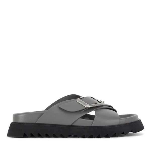 Klapki G-Star. Szare klapki damskie G-Star, bez wzorów, retro, bez obcasa, bez zapięcia. Za 239.99 zł.