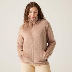 Bluza damska polarowa Regatta Heidy Fluffy. Białe bluzy damskie Regatta, bez wzorów, z polaru, sportowe, bez ramiączek, bez kaptura. Za 55.00 zł.