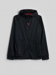 4F Bluza treningowa regular z kapturem męska - czarna L. Czarne bluzy męskie 4F, l, bez wzorów, bez ramiączek, z kapturem. Za 249.99 zł.