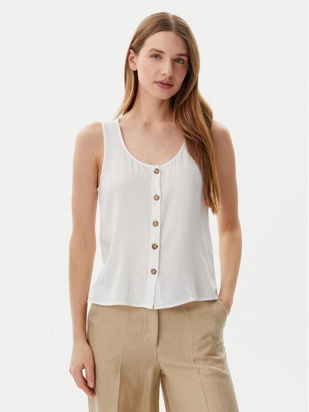 Vero Moda Top Bumpy 10325830 Biały Standard Fit. Białe topy damskie Vero Moda, s, bez wzorów, z wiskozy, bez kołnierzyka, bez ramiączek. Za 59.99 zł.