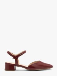Bordowe czółenka damskie slingback bez pięty ELIZABETH. Czerwone czółenka damskie Ryłko, bez wzorów, z materiału, biznesowe, bez obcasa, na obcasie, bez zapięcia. W wyprzedaży za 299.99 zł.