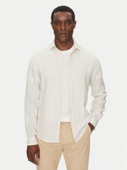 Calvin Klein Jeans Koszula Linen Stripe Slim Shirt K10K109332 Beżowy Regular Fit. Brązowe koszule męskie Calvin Klein Jeans, m, bez wzorów, z jeansu, bez kołnierzyka, bez ramiączek. Za 269.99 zł.