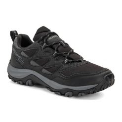 Buty turystyczne męskie Merrell West Rim Sport GTX. Czarne buty zimowe męskie Merrell, bez wzorów, bez obcasa, bez zapięcia. Za 409.99 zł.
