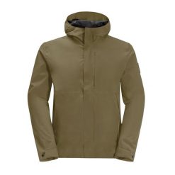 Kurtka przeciwdeszczowa męska Jack Wolfskin Mainkai. Brązowe kurtki sportowe męskie Jack Wolfskin, m, bez wzorów, z materiału, bez kaptura, trekkingowe. Za 409.99 zł.