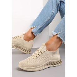 Beżowe Buty Sportowe Eudiopis. Brązowe obuwie sportowe damskie Renee, z aplikacjami, z okrągłym noskiem, bez zapięcia. Za 39.99 zł.
