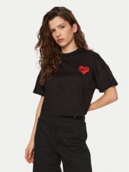 KARL LAGERFELD T-Shirt A1W17074 Czarny Regular Fit. Czarne t-shirty damskie KARL LAGERFELD, xs, bez wzorów, z bawełny, bez kołnierzyka, bez ramiączek. Za 249.99 zł.