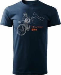 Topslang Koszulka rowerowa z rowerem górskim dla rowerzysty MTB mountain bike męska granatowa REGULAR XL. Spodnie sportowe męskie Topslang, m, bez wzorów, rowerowe. Za 99.90 zł.