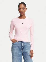 Tommy Jeans Bluzka Classic Logo DW0DW23248 Różowy jasny Slim Fit. Czerwone bluzki damskie Tommy Jeans, s, bez wzorów, z jeansu, bez kołnierzyka, bez ramiączek. Za 154.99 zł.