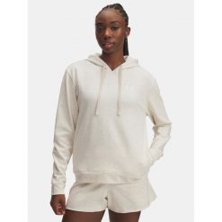 Bluza Damska UA Rival Terry Hoodie. Brązowe bluzy damskie Under Armour, bez wzorów, sportowe, bez ramiączek, bez kaptura. Za 155.99 zł.