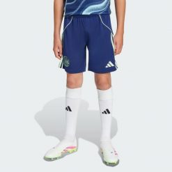 Szorty Ajax Amsterdam 25/26 Away. Niebieskie szorty damskie Adidas, bez wzorów, sportowe. Za 179.00 zł.