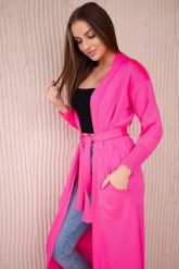 Sweter długi kardigan wiązany w talii różowy neon. Czerwone kardigany damskie KESI, l, bez wzorów, z wełny, bez kołnierzyka, plus size. Za 178.78 zł.