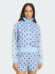 Adidas Bluza Satin Polka Dots Tt Track Top KV1167 Niebieski jasny Regular Fit. Niebieskie bluzy damskie Adidas, s, bez wzorów, z syntetyku, bez ramiączek, bez kaptura. Za 296.99 zł.