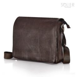 Torba męska na ramię listonoszka Solier S11 brązowa. Brązowe torby na ramię męskie Solier, z jeansu, na ramię. Za 185.00 zł.