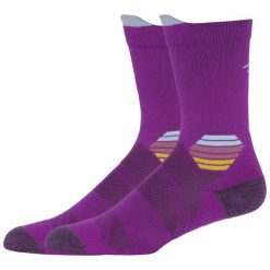 Skarpetki sportowe dla dorosłych Fujitrail Run Crew Sock. Fioletowe skarpetki damskie Asics, bez wzorów, z elastanu. Za 59.99 zł.
