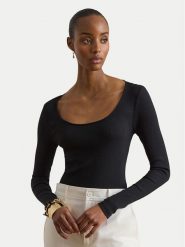 LAUREN RALPH LAUREN Bluzka 200980145005 Czarny Slim Fit. Czarne bluzki damskie Lauren Ralph Lauren, xs, bez wzorów, z bawełny, bez kołnierzyka, bez ramiączek. Za 419.99 zł.