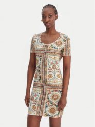 Just Cavalli Sukienka codzienna 80PAOE02 CJ112 Beżowy Slim Fit. Brązowe sukienki damskie Just Cavalli, na co dzień, s, bez wzorów, z bawełny, bez kołnierzyka, bez ramiączek, proste. Za 740.99 zł.