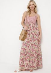 Różowa Wiskozowa Sukienka Maxi na Ramiączkach Rozkloszowana Nolwessa. Czerwone sukienki damskie Born2be, s, bez wzorów, z wiskozy, eleganckie, bez kołnierzyka, bez ramiączek, maxi, rozkloszowane. Za 64.99 zł.