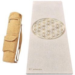 Mata do jogi z gumy i konopi 4,5mm +Torba ze skóry korkowej - Kwiat życia złoty. Żółte torby na ramię męskie ACHAMANA, z bawełny, na ramię, duże. Za 529.00 zł.