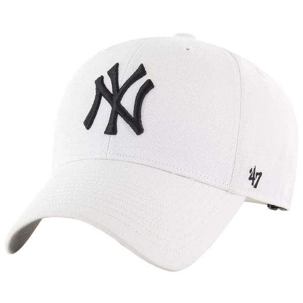 Czapka z daszkiem dla dorosłych MLB New York Yankees Cap. Białe czapki damskie 47 Brand, bez wzorów, z wełny. Za 99.99 zł.