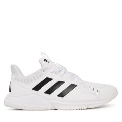 Buty halowe adidas. Białe buty sportowe męskie Adidas, bez wzorów, bez zapięcia. Za 329.99 zł.