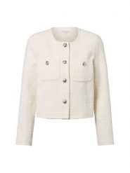 Marie Lund Krótka marynarka damska Kobiety biały wypukły wzór tkaniny, 36. Białe marynarki i żakiety damskie Marie Lund, bez wzorów, z tkaniny, eleganckie, bez kołnierzyka, bez ramiączek. Za 299.95 zł.