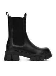 DeeZee Sztyblety 12837-22-BLACK PU Czarny. Czarne botki damskie DeeZee, bez wzorów, z materiału, bez obcasa, na płaskiej podeszwie, bez zapięcia. Za 199.99 zł.